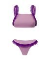 Kinda 3D swimwear swimsuit with pink fabric ruffles grey bikini boho bohemian swisuit swimwear elegant bikini two pieces summer must have