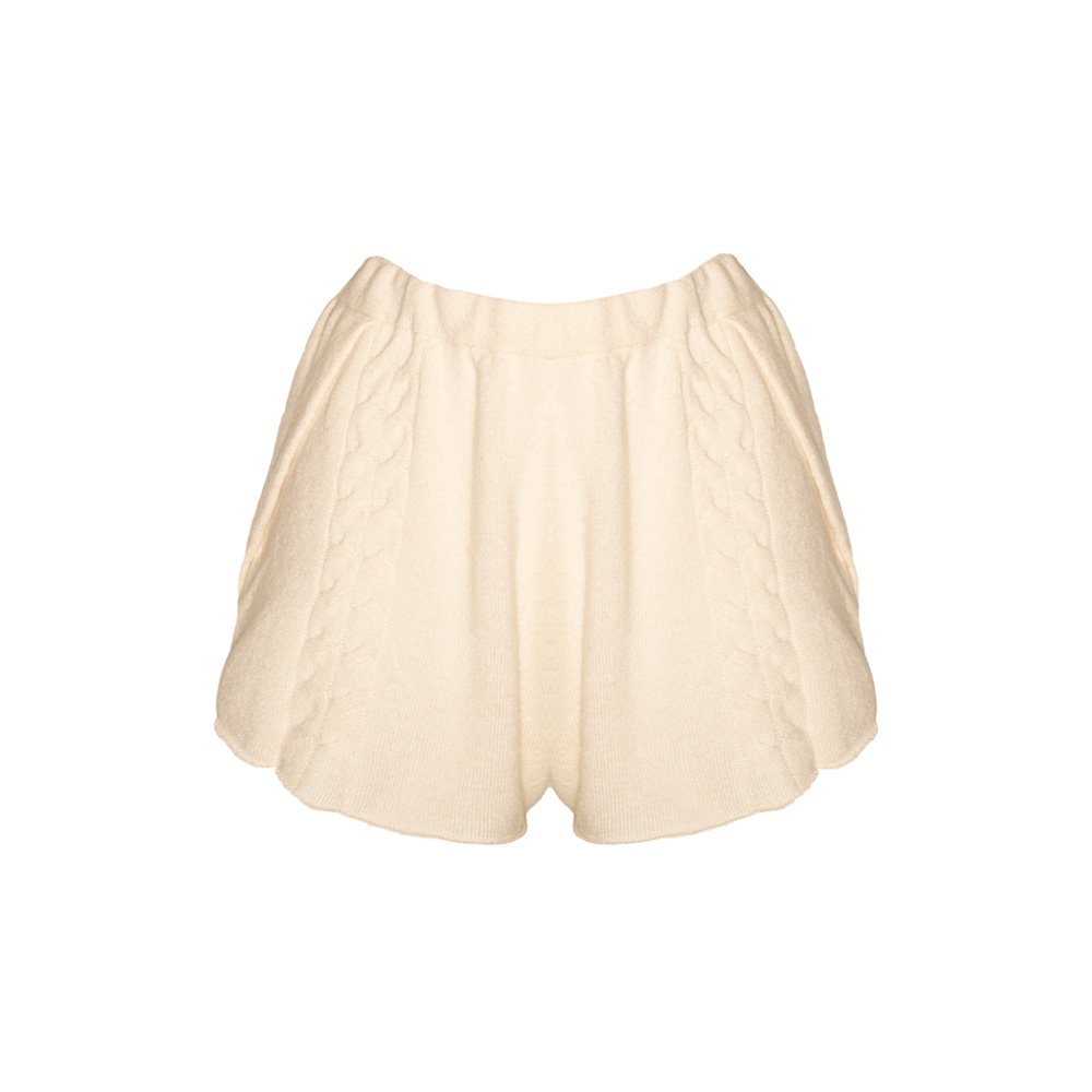 Kinda knitted cashmere shorts almond_front