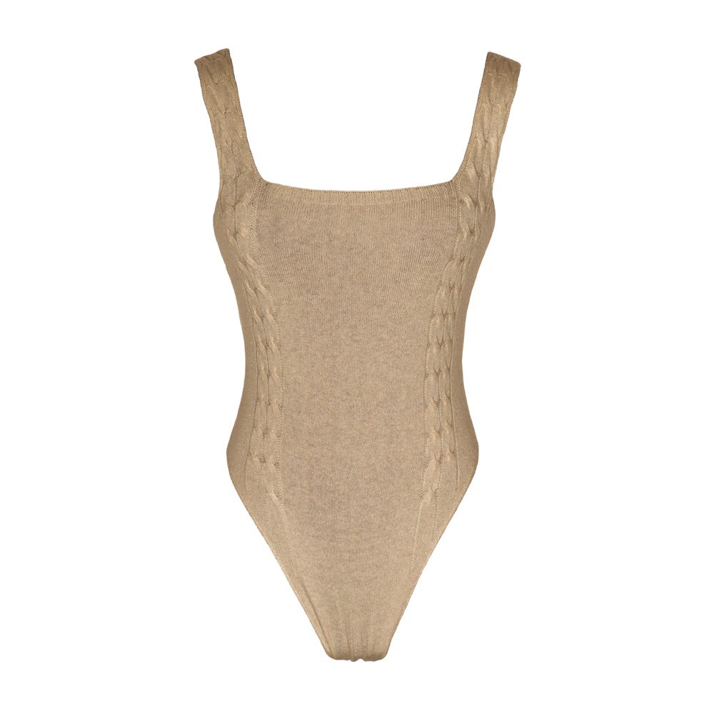 Sand knitted bodysuit loungewear kinda_front