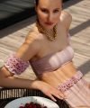 Diva high waisted bandeau bikini powder pink kinda 3d swimwear bikini fascia vita alta