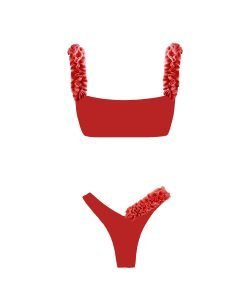 bikini rosso costume da bagno due pezzi rosso fuoco red bikini red swimwear swimsuit two piece bikini costume rosso tulle