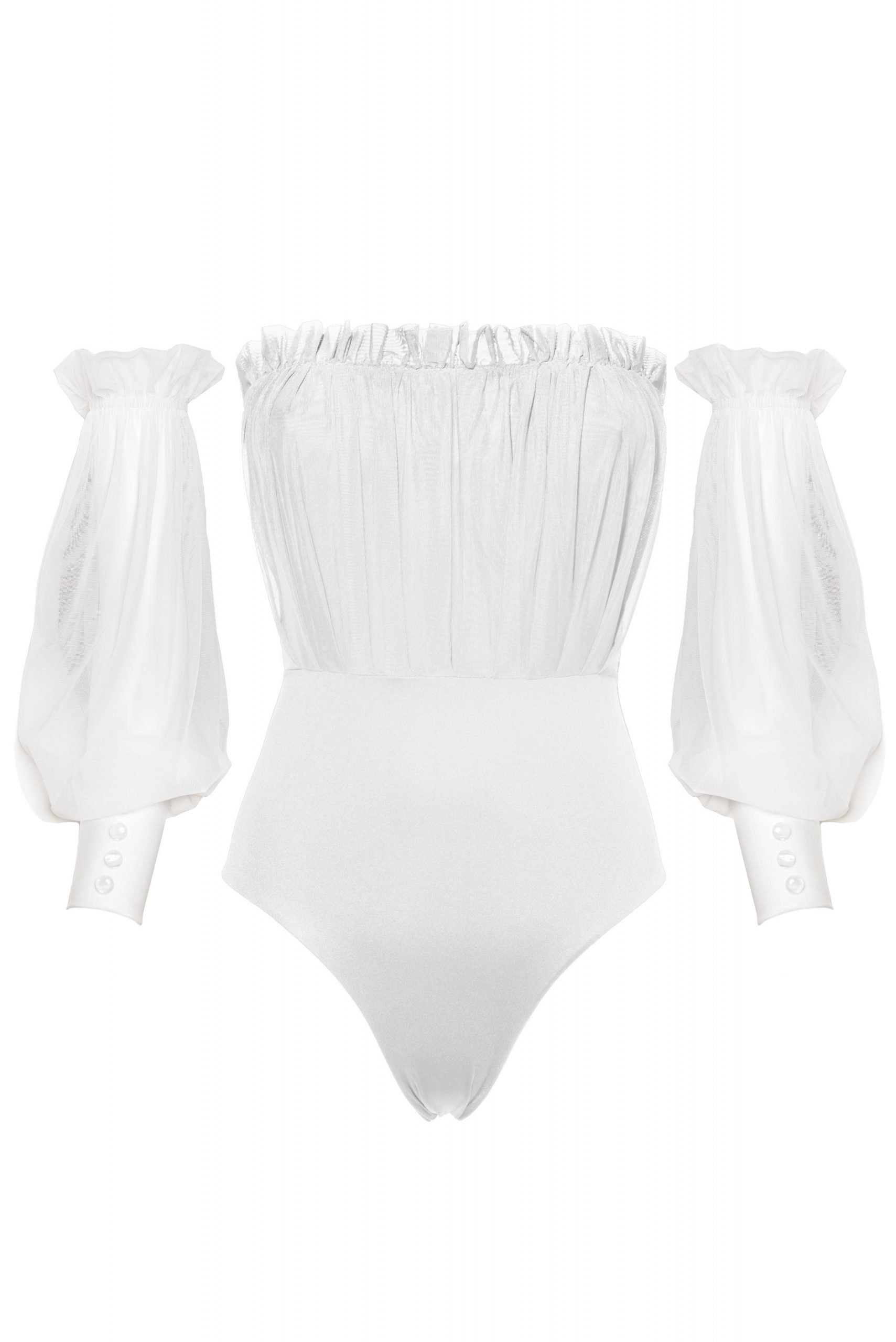 Kinda 3D Swimwear Fairy bathing suit strapless onepiece white_front