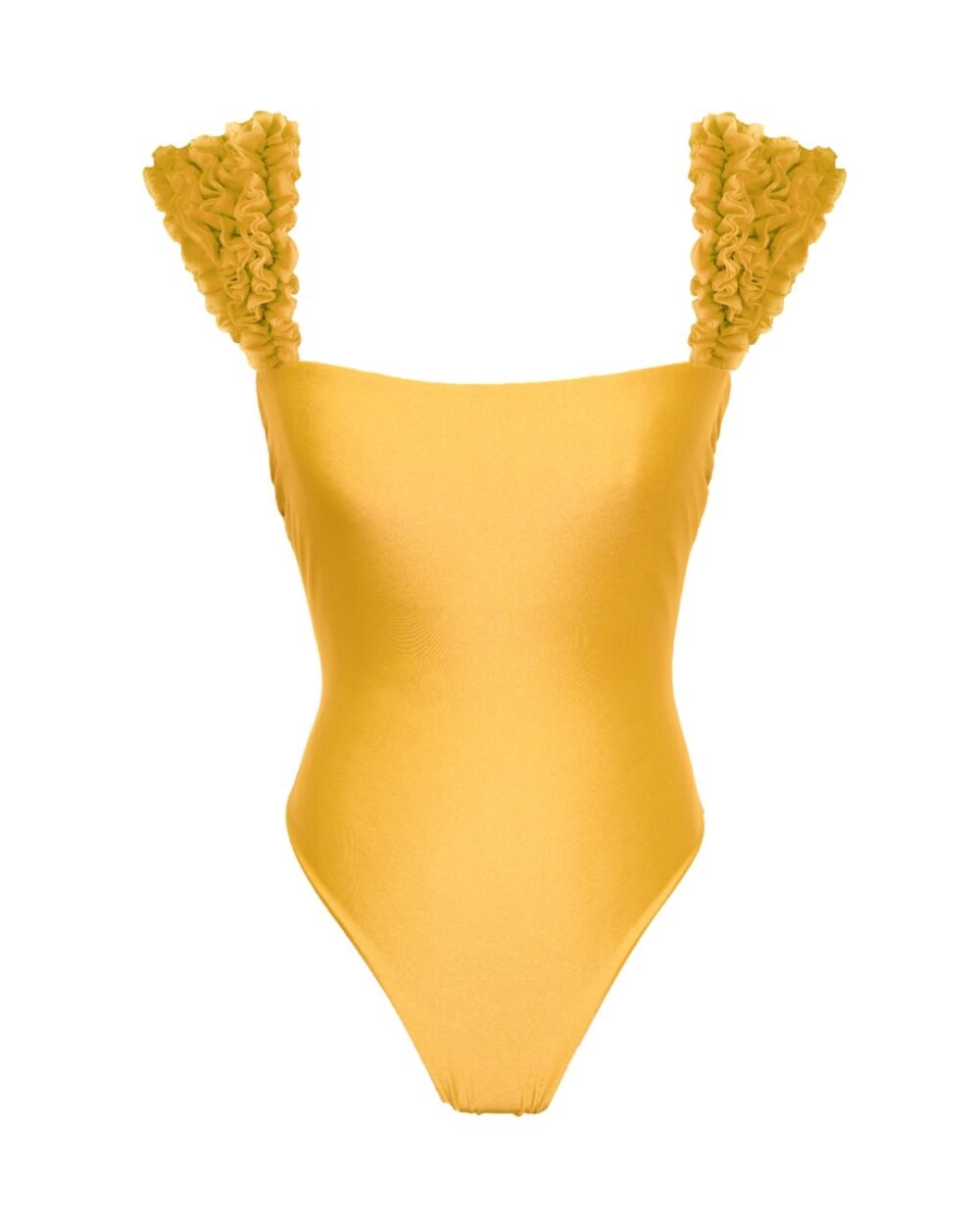 ONE-PIECE SWIMSUIT yellow golden swimwear costume intero giallo elegante