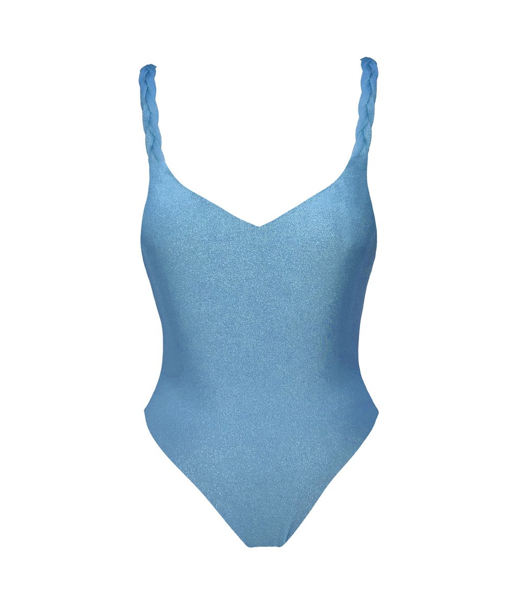 Vanilla costume intero brillante azzurro blue celeste swimsuit
